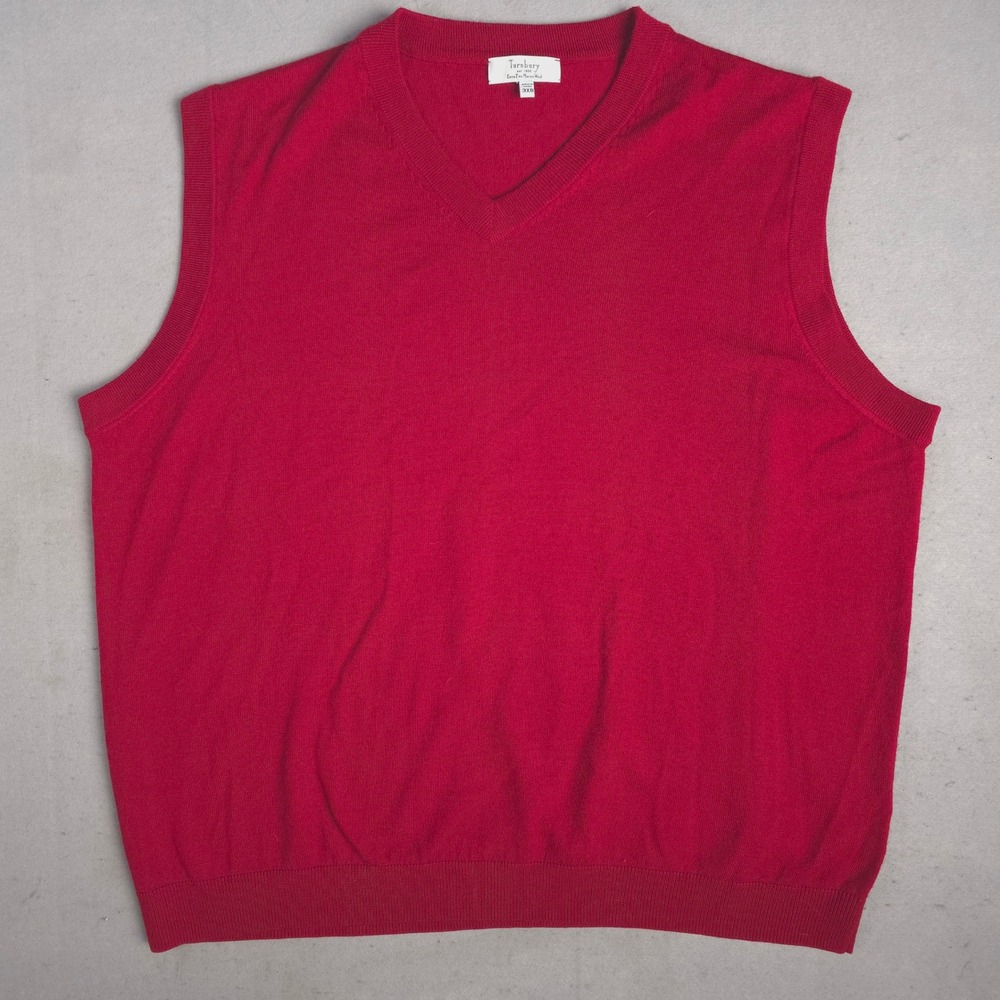 Turnbury Extra‎ Fine Merino Wool Sweater Vest Mens 3XB Sleeveless Red